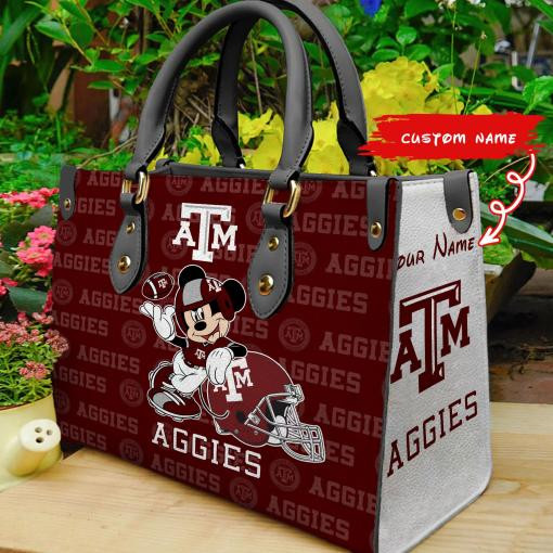 Texas A_M Aggies Mickey Women Leather Hand Bag