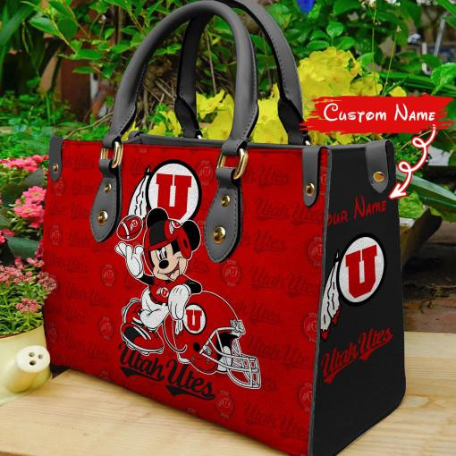 P Utah Utes Mickey Women Leather Hand Bag