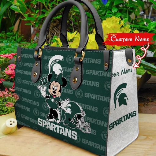 P Michigan State Spartans Minnie Women Leather Hand Bag