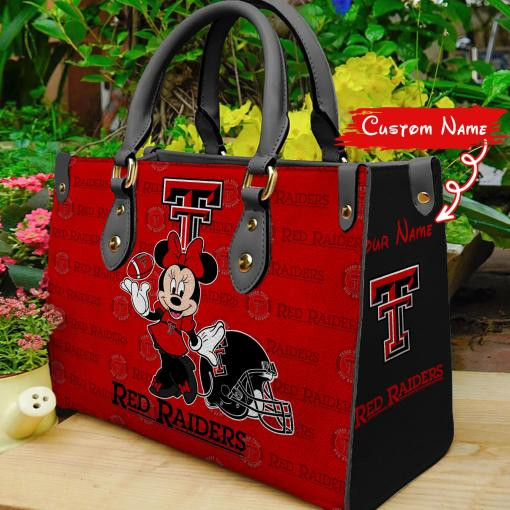 P Texas Tech Red Raiders Minnie Women Leather Hand Bag