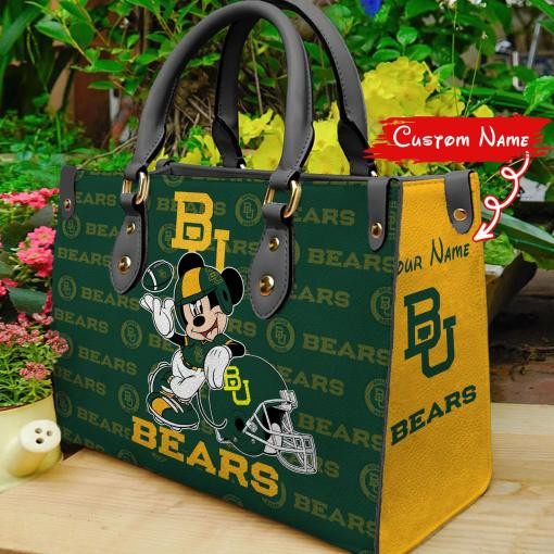 P Baylor Bears Mickey Women Leather Hand Bag