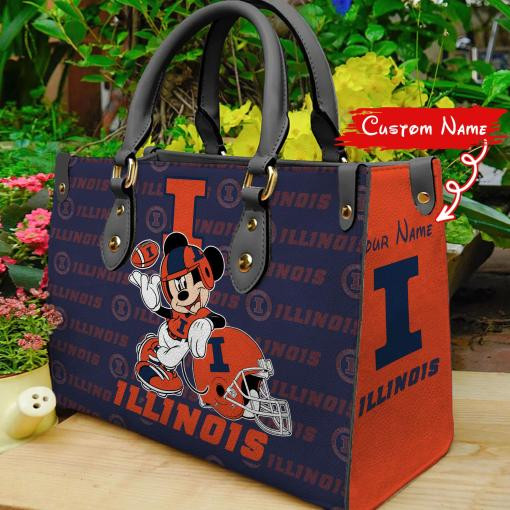 P Illinois Fighting Illini Mickey Women Leather Hand Bag