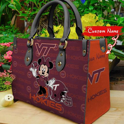 P Virginia Tech Hokie Minnie Women Leather Hand Bag