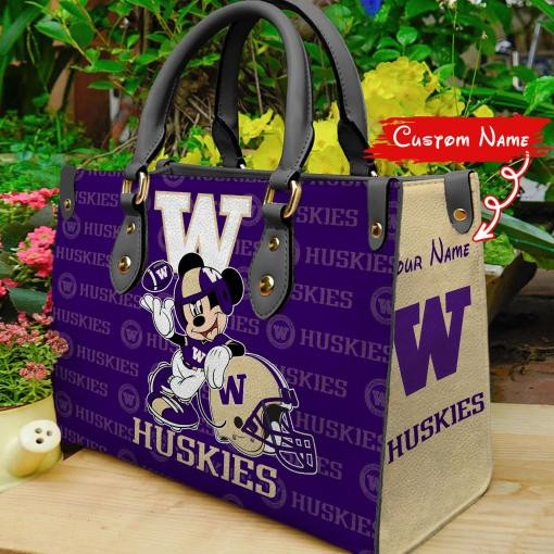 P Washington Huskies Mickey Women Leather Hand Bag