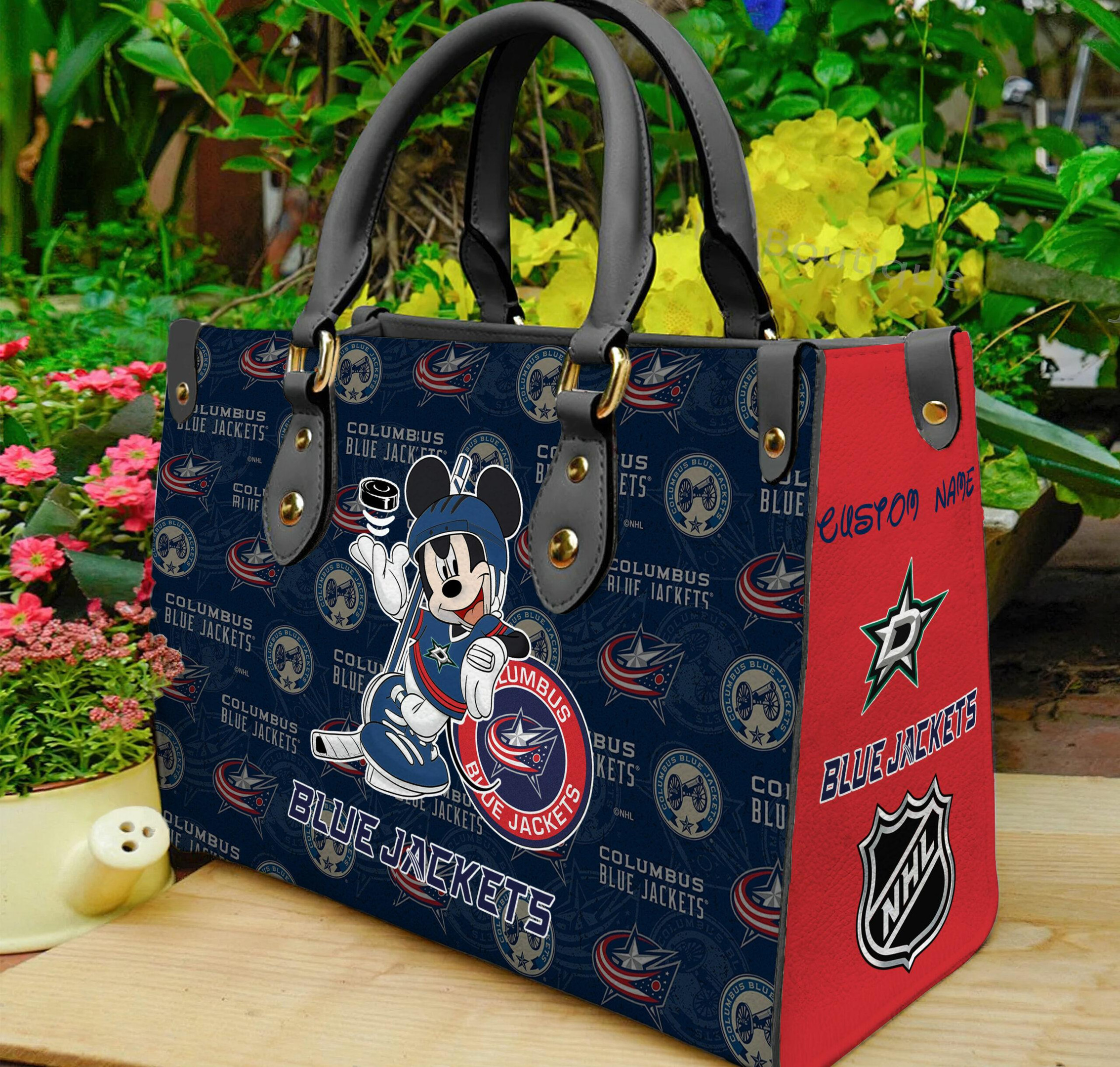 Columbus Blue Jackets Mickey Women Leather Hand Bag