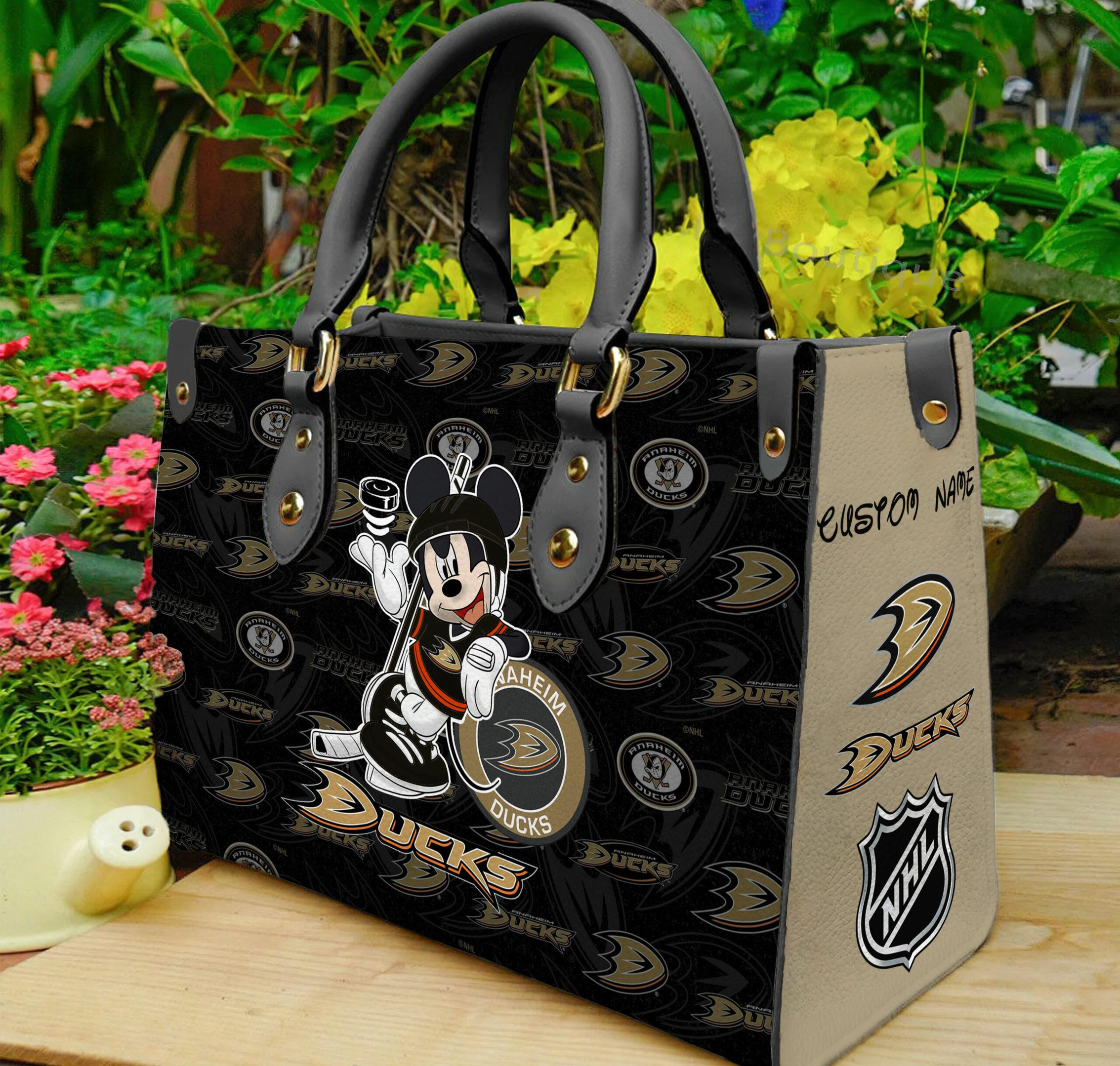 Anaheim Ducks Mickey Women Leather Hand Bag