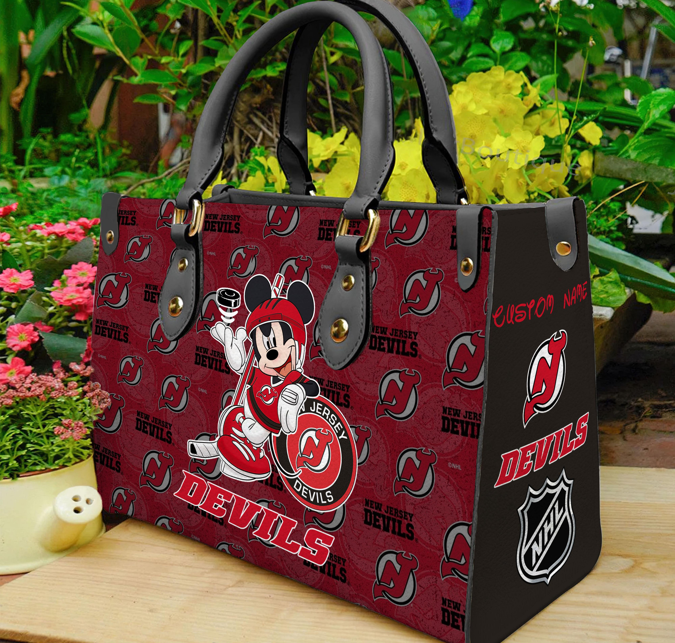 New Jersey Devils Mickey Women Leather Hand Bag