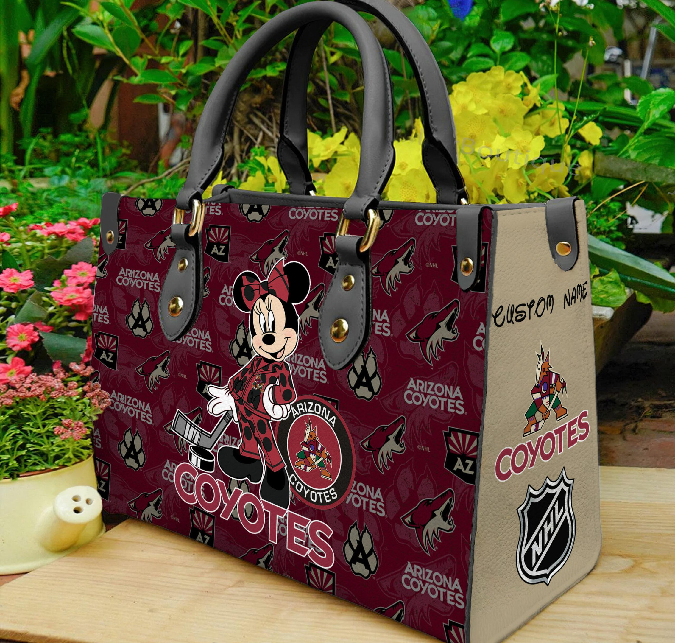 Arizona Coyotes Minnie Women Leather Hand Bag
