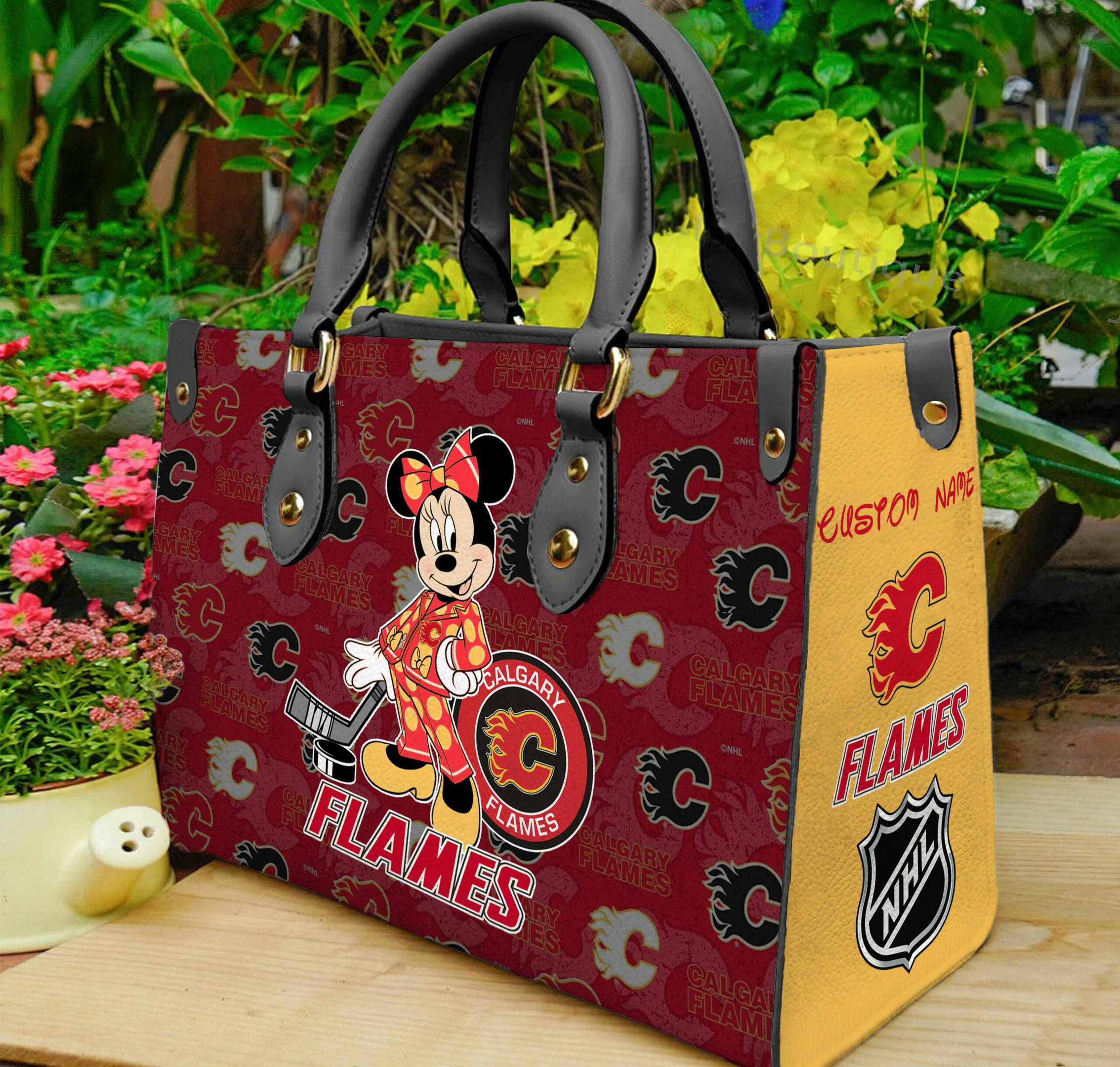 Calgary Flames Minnie Women Leather Hand Bag