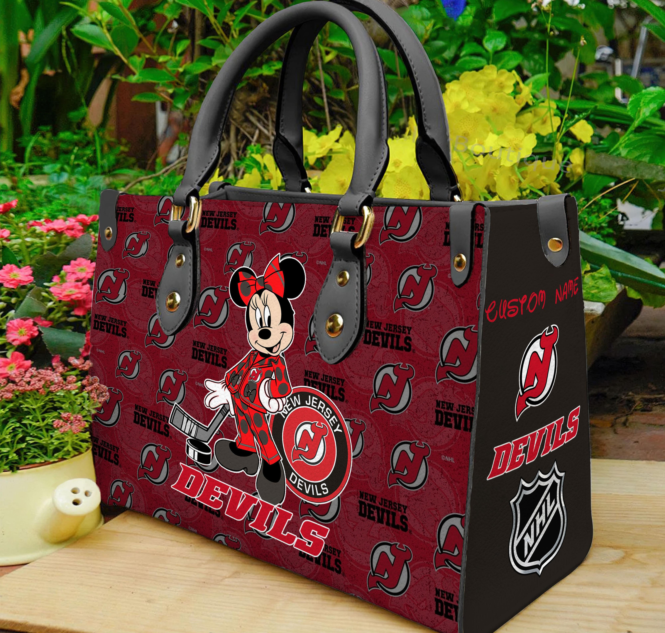 New Jersey Devils Minnie Women Leather Hand Bag