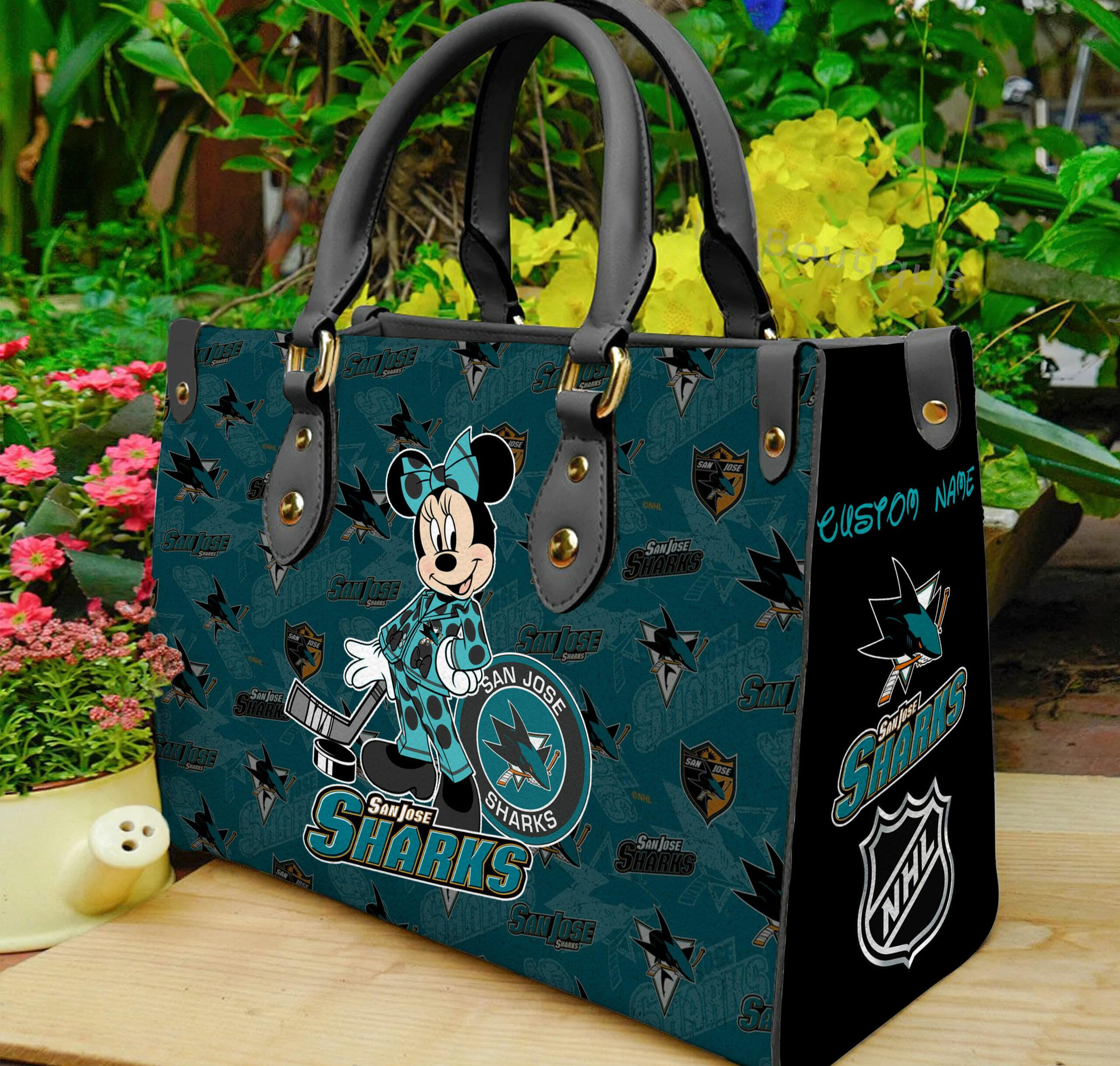 San Jose Sharks Minnie Women Leather Hand Bag