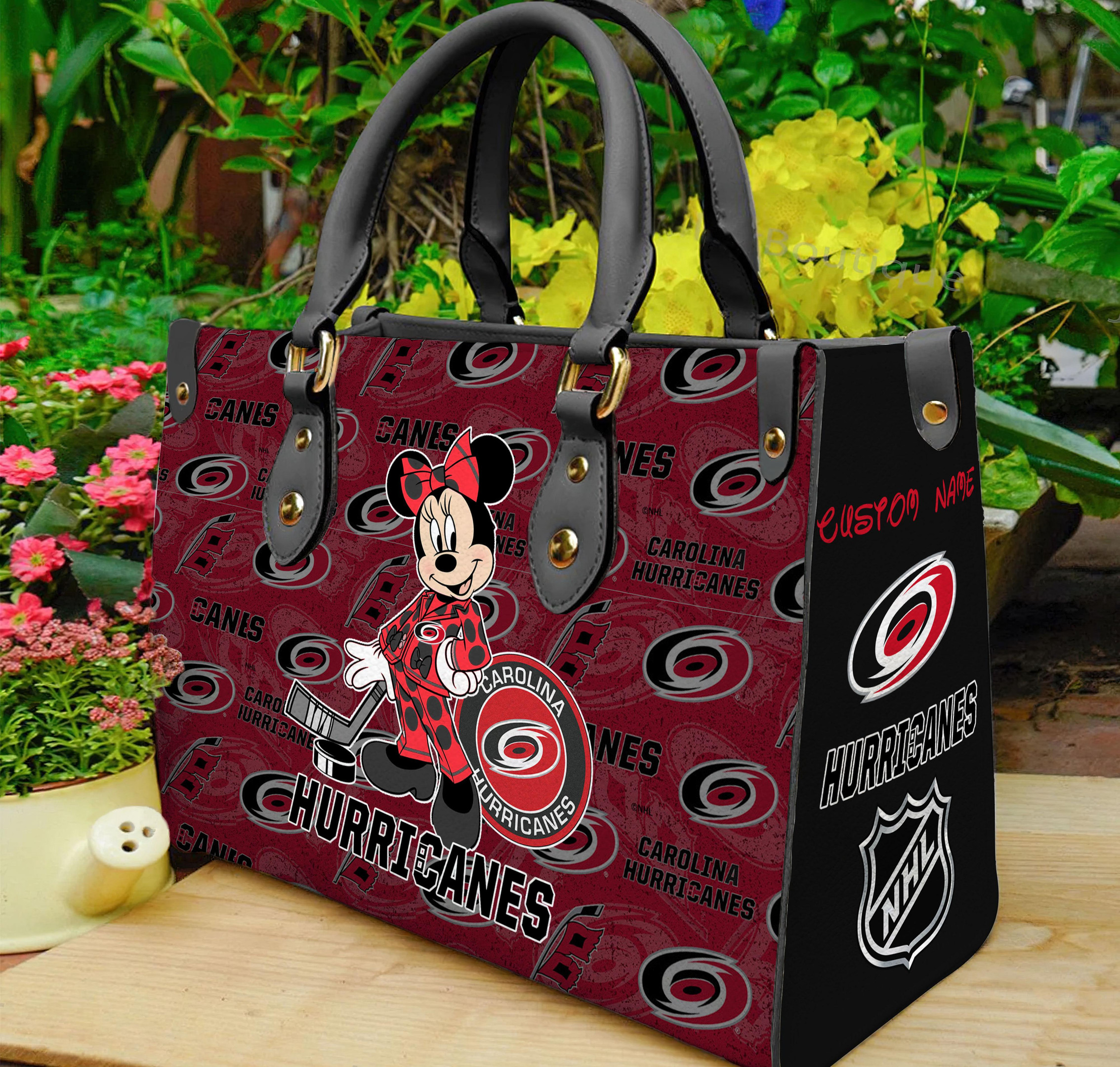 Carolina Hurricanes Minnie Women Leather Hand Bag