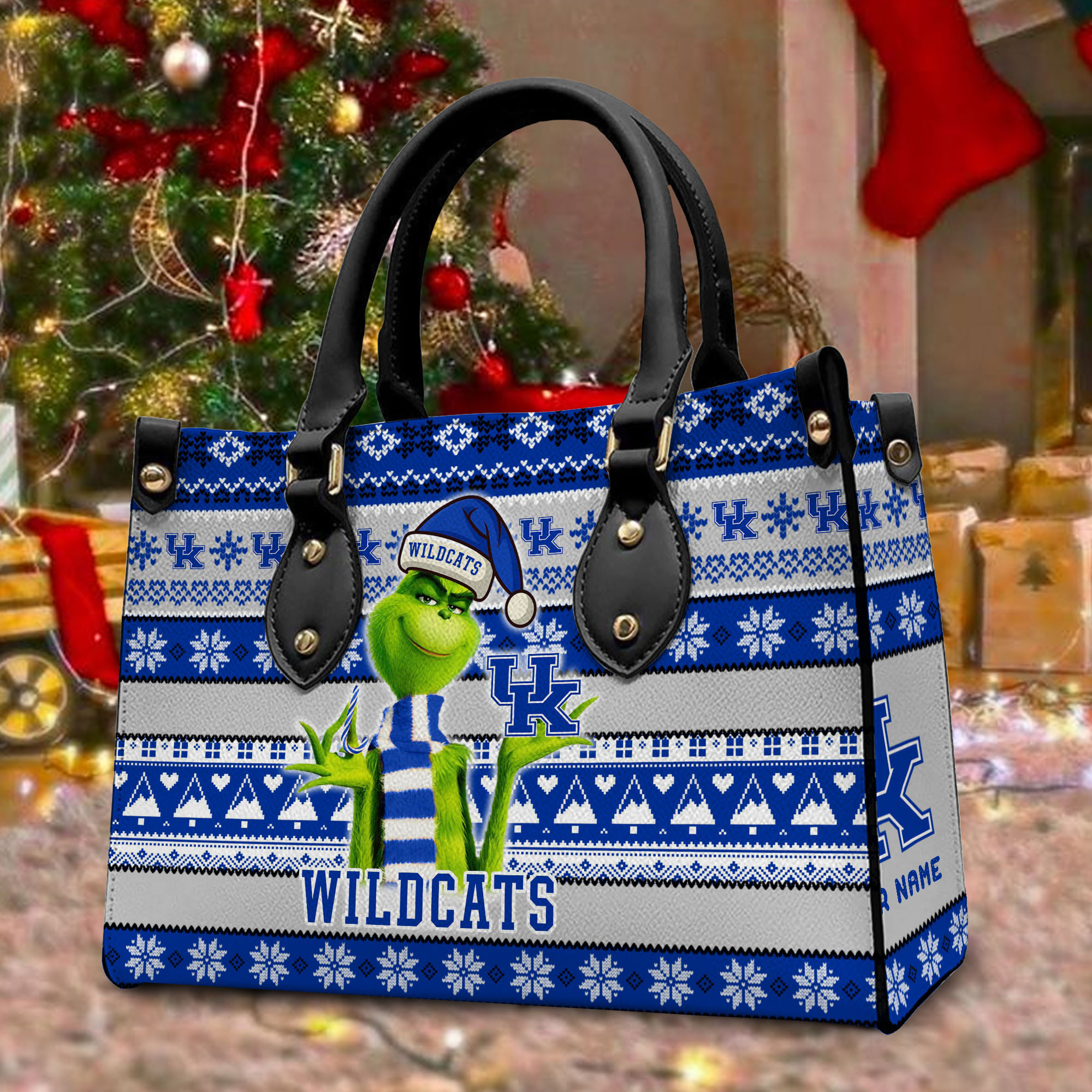 Kentucky Wildcats Grinch Christmas Women Leather Hand Bag