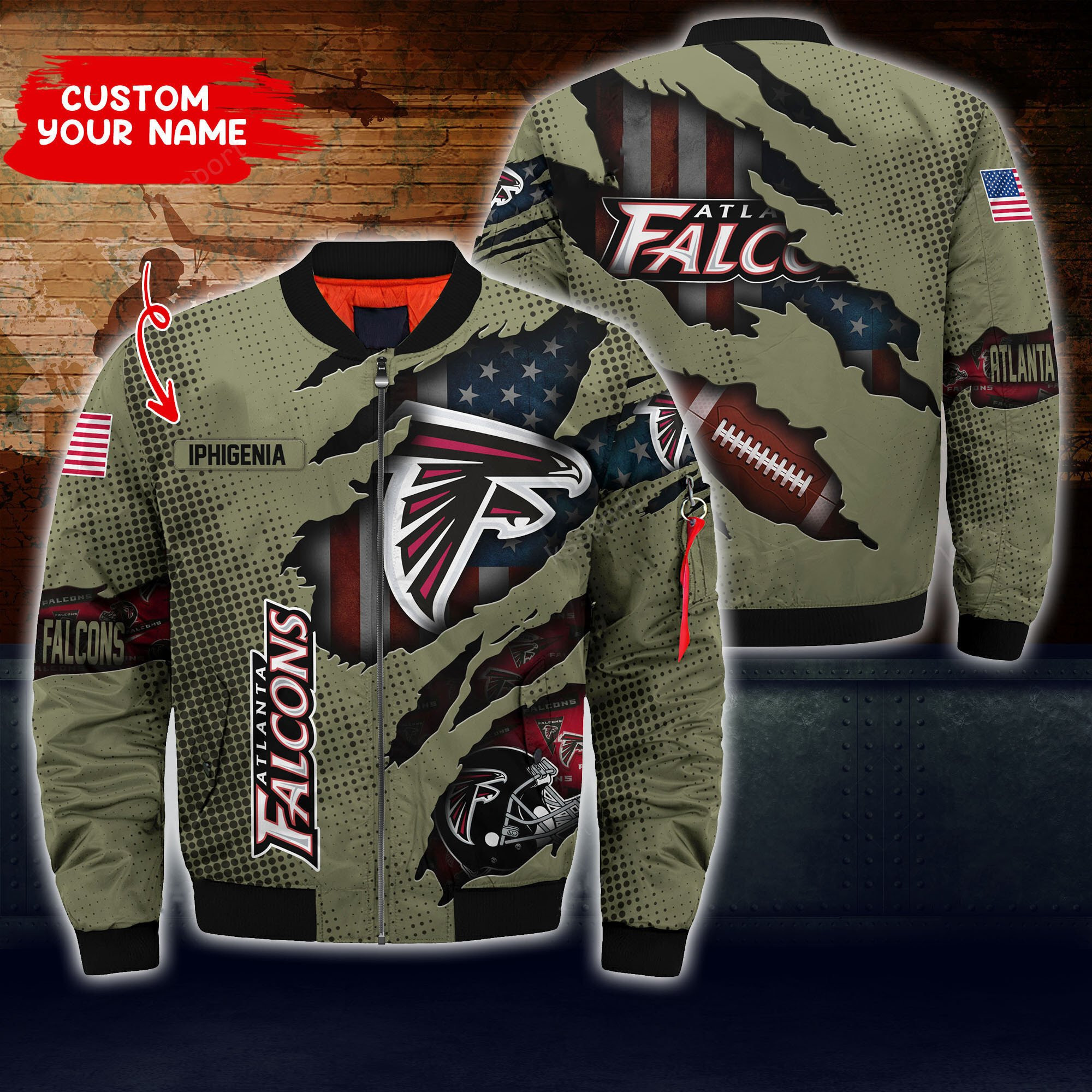 Atlanta Falcons Personalized Thick Bomber Jacket CS41 - DESIGN-TREND