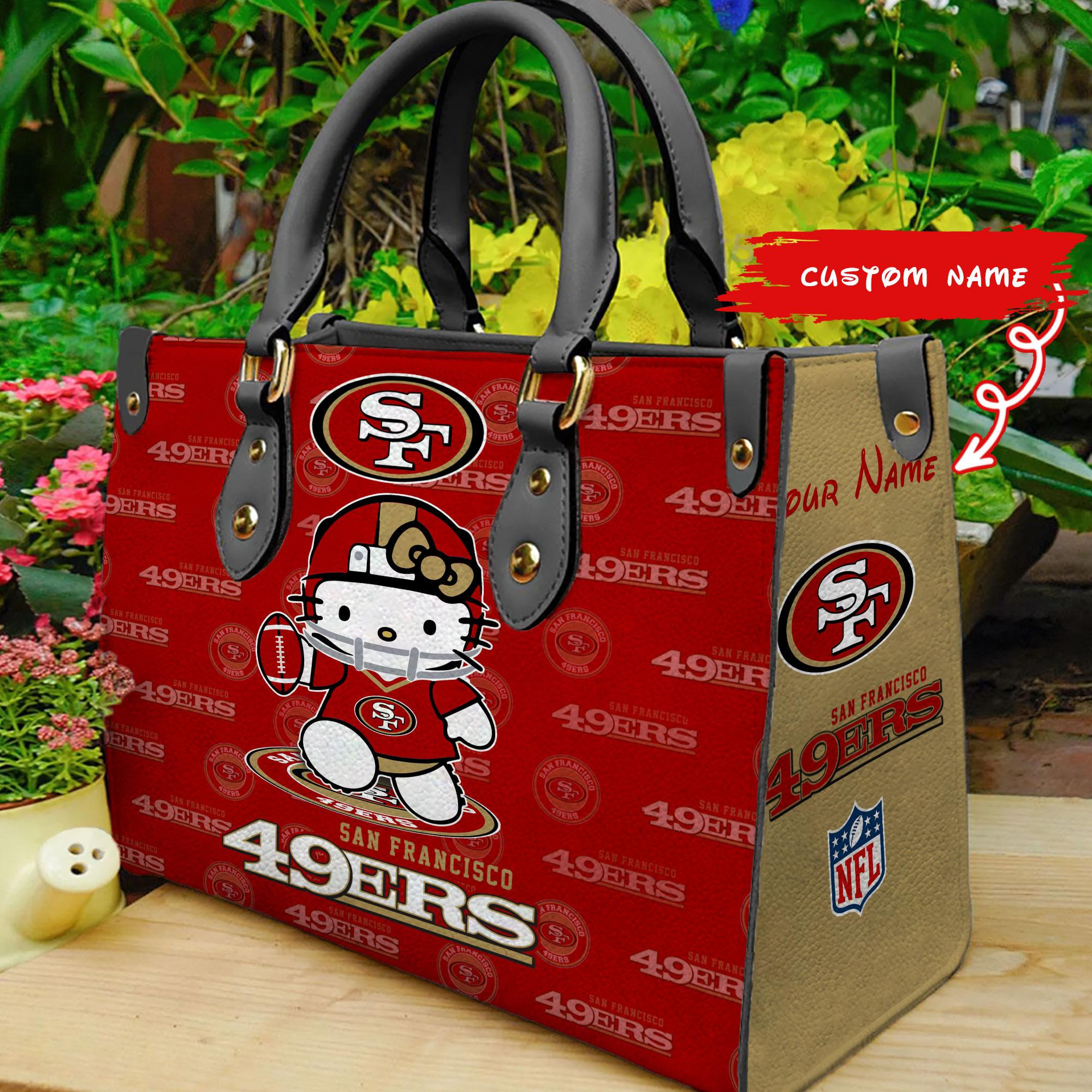 San Francisco 49ers Kitty Women Custom Name Leather Hand Bag M1