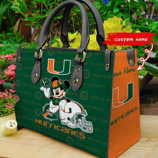 Miami Hurricanes Mickey Women Leather Hand Bag