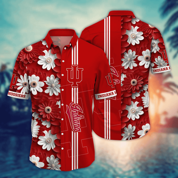 Indiana Hoosiers NCAA3 Flower Hawaii Shirt And Tshirt For Fans, Summer Football Shirts NA49574