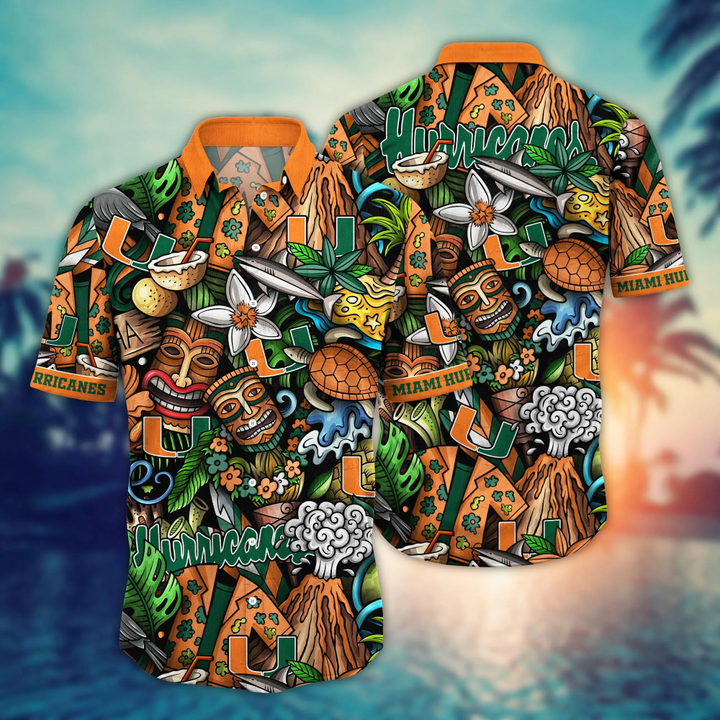 Miami Hurricanes NCAA1 Flower Hawaii Shirt And Tshirt For Fans, Custom Summer Football Shirts NA49896