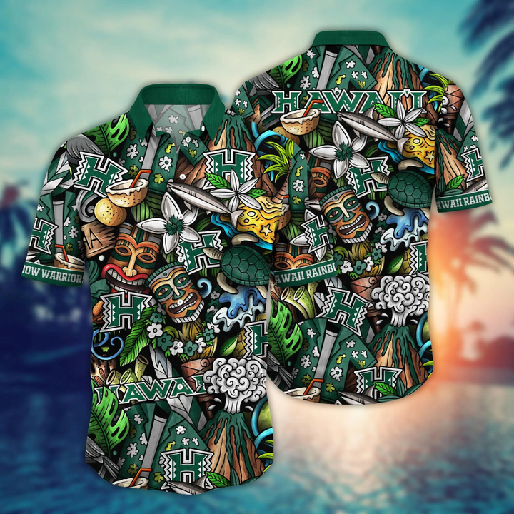 Hawaii Rainbow Warriors NCAA3 Flower Hawaii Shirt And Tshirt For Fans, Custom Summer Football Shirts NA49896