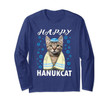 Hanukcat Funny Cat Jewish Hanukkah Long Sleeve Tee Shirt