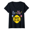 Womens Gender Reveal What Will It Bee Theme He Or She Aunt To Bee V-Neck T-Shirt