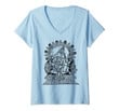 Womens Ganesh Black Line Drawing Lord Ganesha V-Neck T-Shirt
