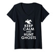 Womens Ghost Hunting Equipment Keep Calm Paranormal V-Neck T-Shirt