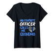 Womens Thin Blue Line My Favorite Police Officer Calls Me Grandma V-Neck T-Shirt