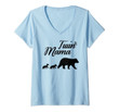 Womens Twin Mama Bear Mother's Day Gift For Mom Of Twins V-Neck T-Shirt