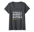 Womens Funny Worlds Okayest Mom - Vintage Style V-Neck T-Shirt