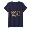 Womens Hair Hustler Funny Hairstylist Girls Women Sarcasm Saying V-Neck T-Shirt