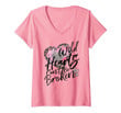 Womens Wild Hearts Cant Be Broken Animal Print Heart Women Graphic V-Neck T-Shirt