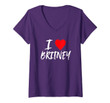 Womens I Love Britney Daughter Wife Mom Granddaughter Girlfriend V-Neck T-Shirt