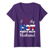 Womens I Love My Hot Puerto Rican Husband Puerto Rico T-Shirt V-Neck T-Shirt