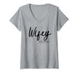 Womens Wifey Est 2020 Just Married Honeymoon Couples Hubby & Wifey V-Neck T-Shirt