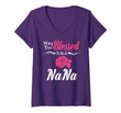 Womens Way Too Blessed To Be A Nana Flower V-Neck T-Shirt