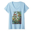 Womens Hummingbird Colorful Hummingbird Spring Garden Bird Summer V-Neck T-Shirt