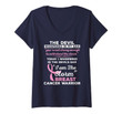 Womens I Am The Storm Breast Cancer Warrior V-Neck T-Shirt