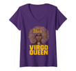 Womens Virgo Queen Black Woman Afro Natural Hair African American V-Neck T-Shirt