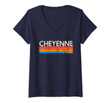 Womens Vintage Retro Cheyenne Wyoming Distressed Gift V-Neck T-Shirt