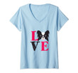 Womens Vintage Retro Papillion Love Cute Funny Dog Lover V-Neck T-Shirt