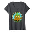 Womens Woodsy Owl Give A Hoot Don't Pollute Distressed V-Neck T-Shirt