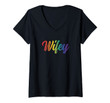Womens Wifey Gay Marriage Lesbian Wedding Gift Lgbt Pride Bride V-Neck T-Shirt