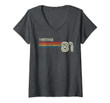 Womens Vintage 1981 Chest Stripe 40th Birthday V-Neck T-Shirt