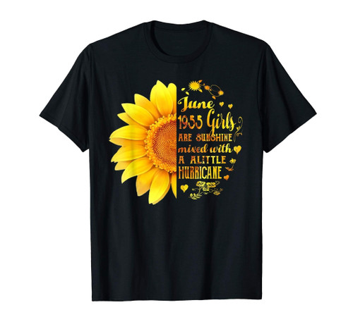 Funny Womans June Girls 1955 Shirt 64th Birthday Sunflower T-Shirt