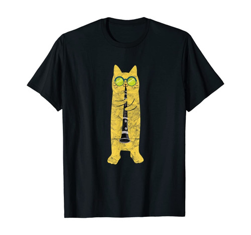Cat Musical Instrument Funny Kitten Music Musician Vintage T-Shirt