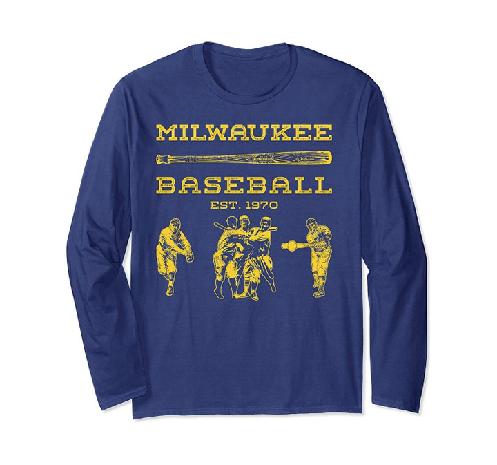 Vintage Milwaukee Baseball Wisconsin Brewer Retro Gift Long Sleeve T-Shirt