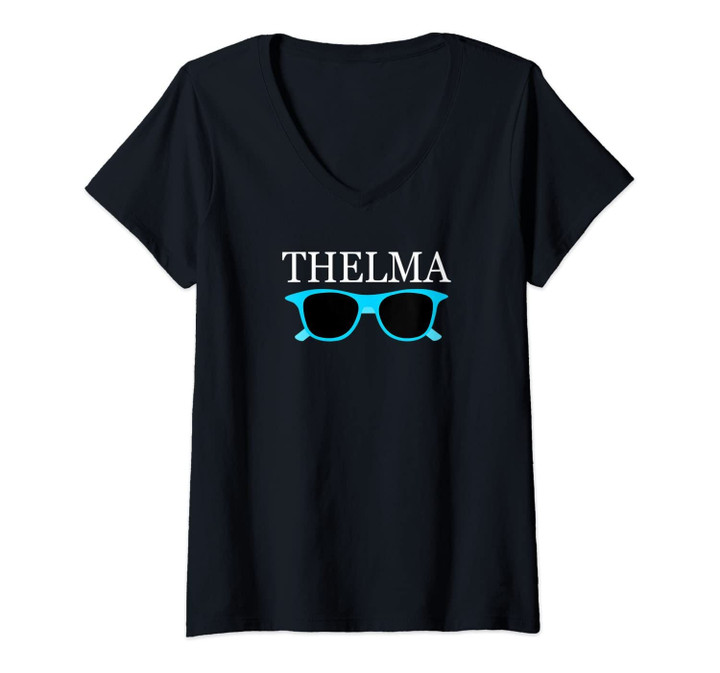 Womens Thelma Shirt Aqua Glasses Cute Matching Best Friends V-Neck T-Shirt