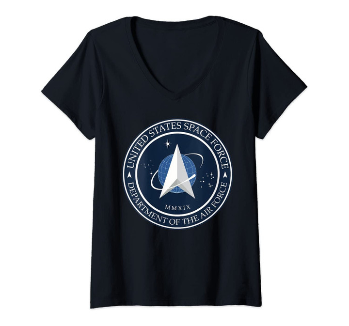 Womens United States Space Force Emblem V-Neck T-Shirt