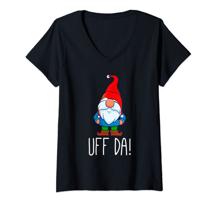 Womens Uff Da Christmas Swedish Tomte Garden Gnome Xmas God Jul Men V-Neck T-Shirt